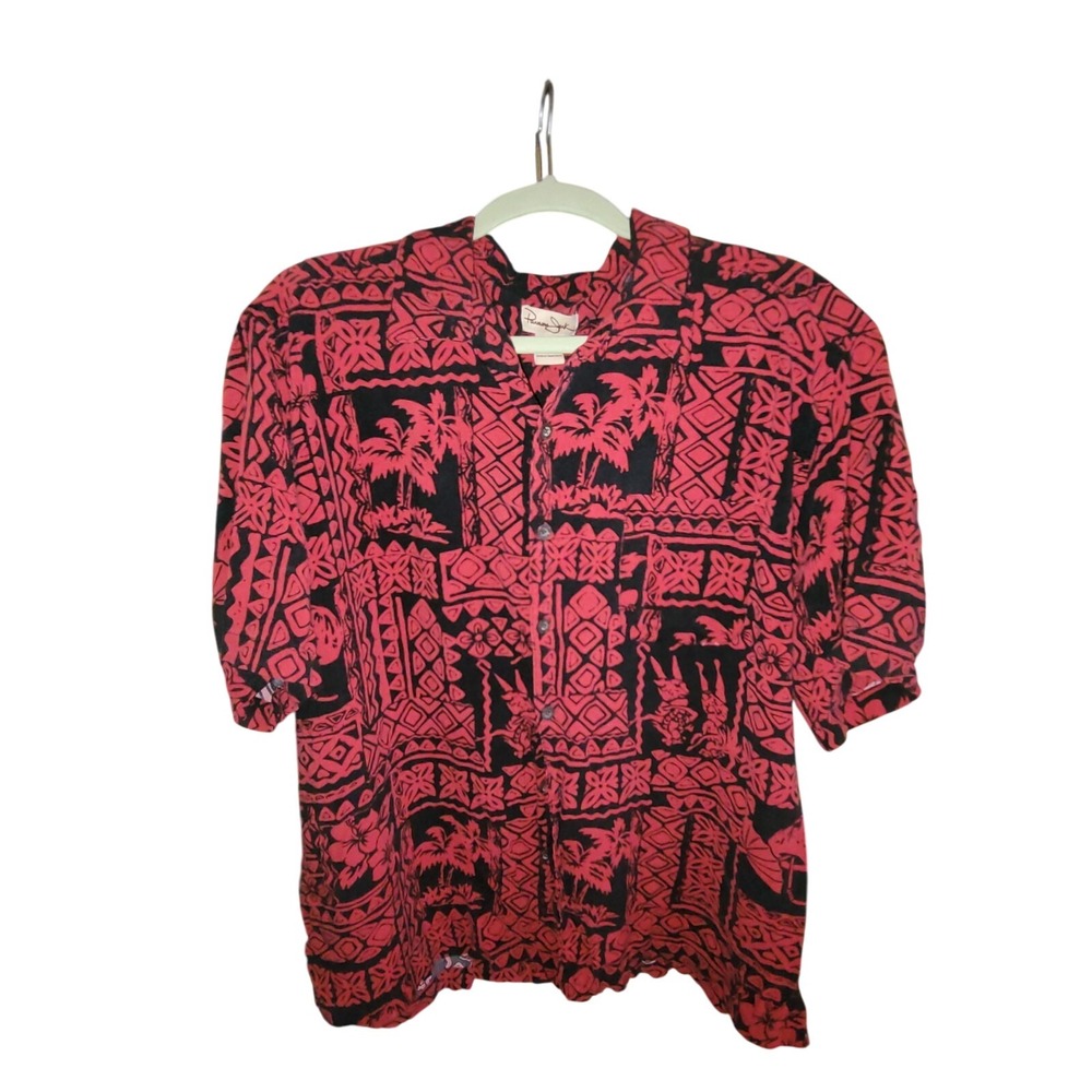 VINTAGE PANAMA JACK Shirt Red/black Patterned Size XL‎ Roomy And Cool